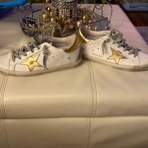 Golden Goose super-star white and gold  sneakers size 38